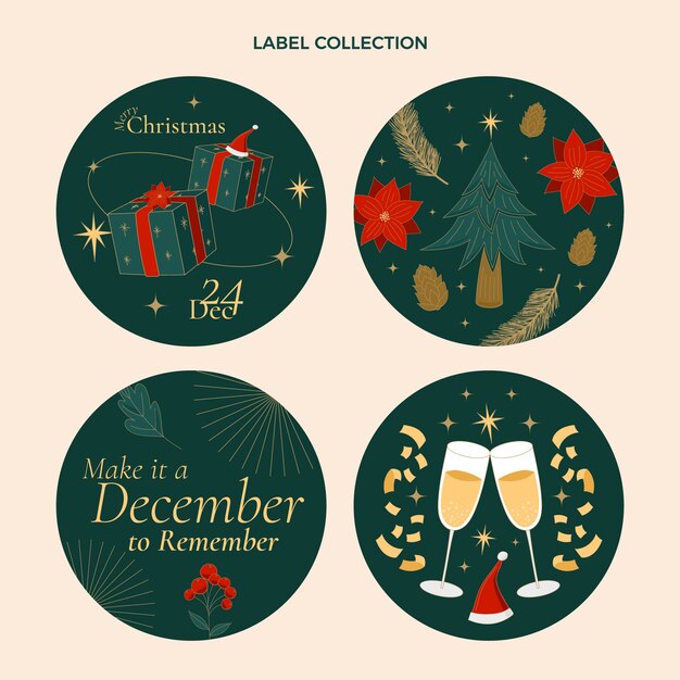 Handgetekende kerstlabels collectie