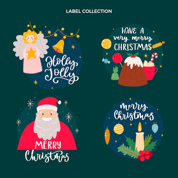 Handgetekende kerstlabels collectie