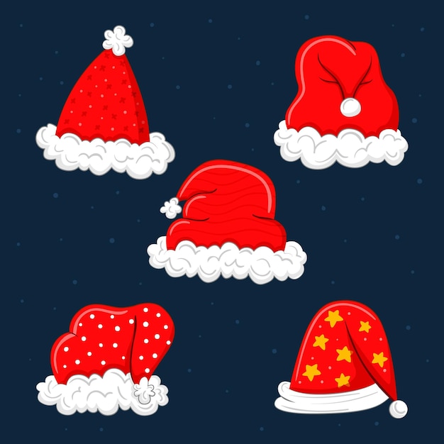 Gratis vector handgetekende kerstmuts collectie