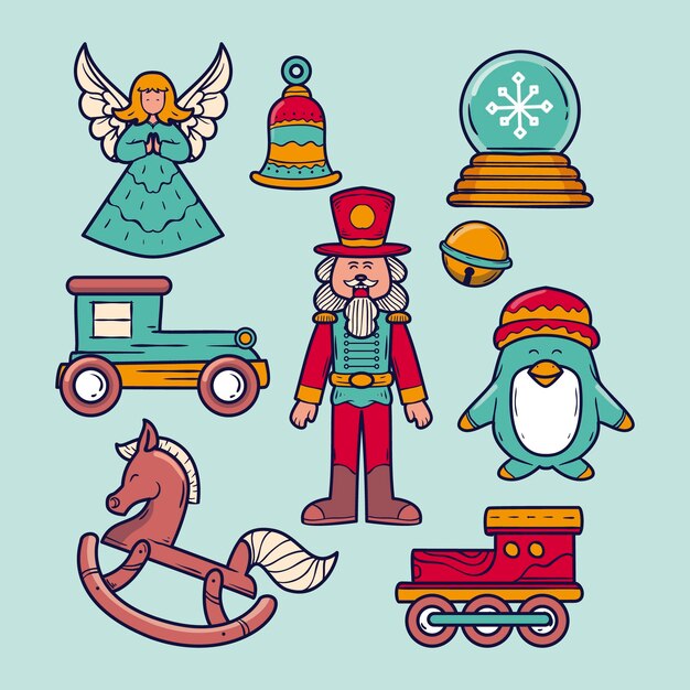 Handgetekende kerstspeelgoedcollectie