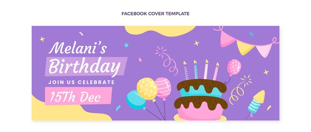 Handgetekende kinderlijke verjaardag facebook cover
