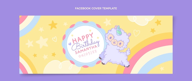 Gratis vector handgetekende kinderlijke verjaardag facebook cover