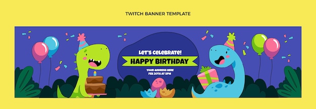 Handgetekende kinderlijke verjaardag twitch banner