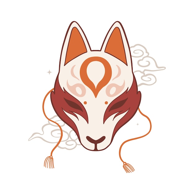 Gratis vector handgetekende kitsune-illustratie