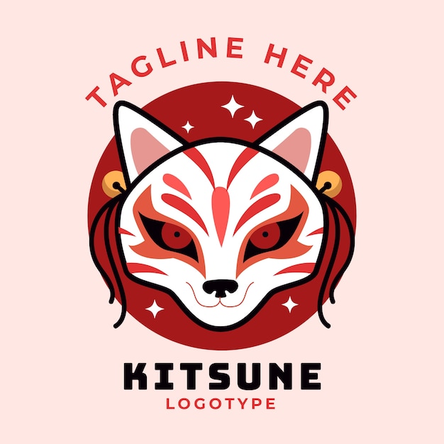 Gratis vector handgetekende kitsune-illustratie