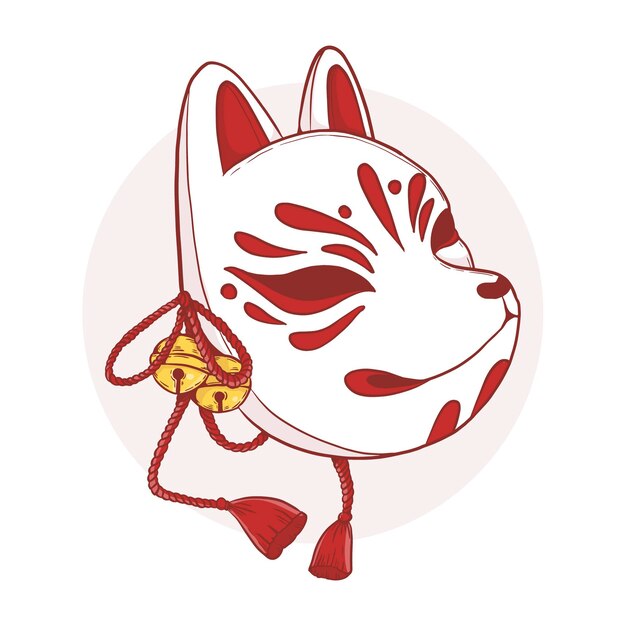 Handgetekende kitsune-illustratie