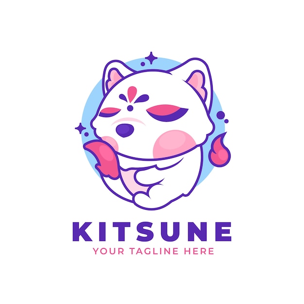 Handgetekende kitsune-logo sjabloon