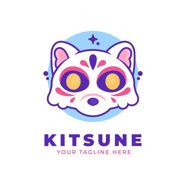 Handgetekende kitsune-logo sjabloon