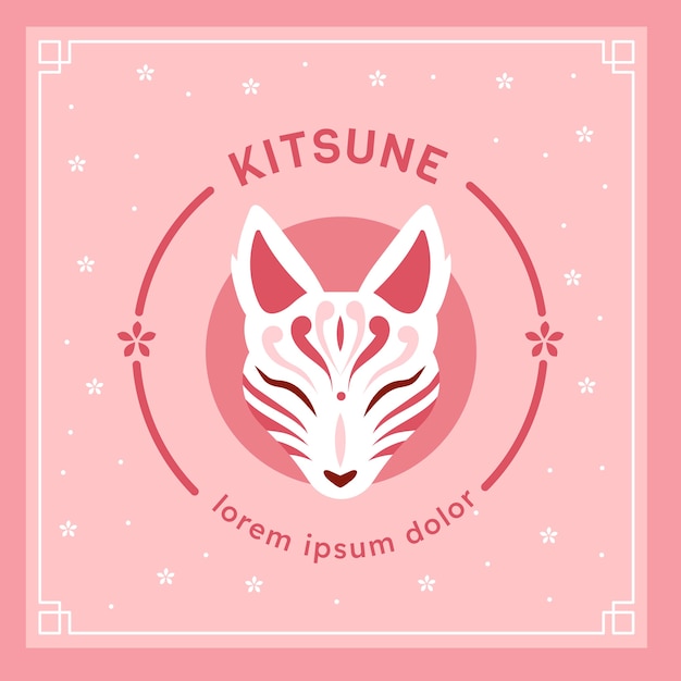 Gratis vector handgetekende kitsune-logo sjabloon