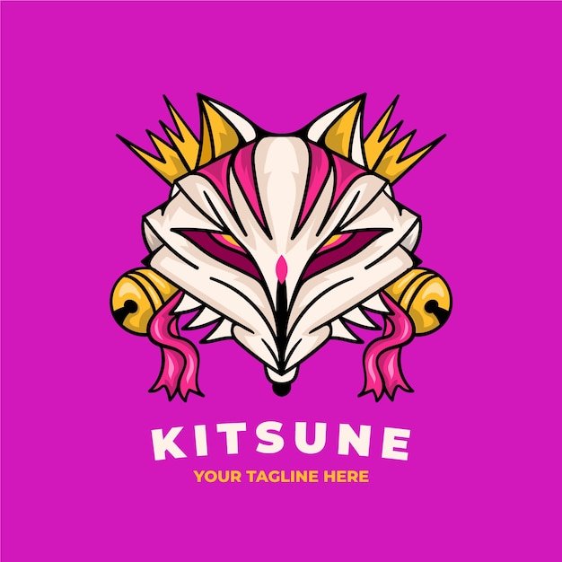 Handgetekende kitsune-logo sjabloon