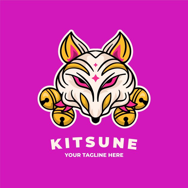 Handgetekende kitsune-logo sjabloon