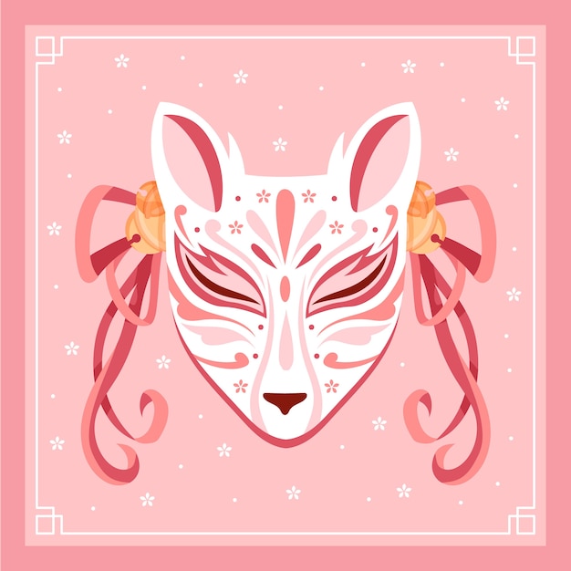 Gratis vector handgetekende kitsune-maskerillustratie