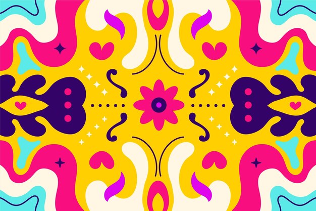 Handgetekende kleurrijke groovy psychedelische achtergrond