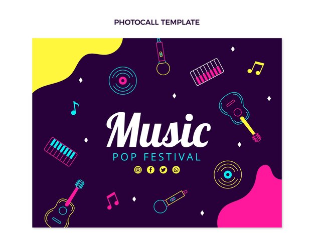 Gratis vector handgetekende kleurrijke muziekfestival photocall