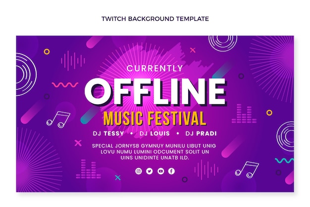 Gratis vector handgetekende kleurrijke muziekfestival twitch achtergrond