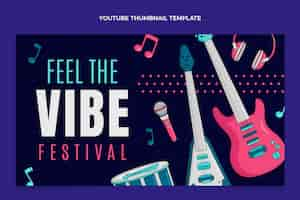 Gratis vector handgetekende kleurrijke muziekfestival youtube thumbnail