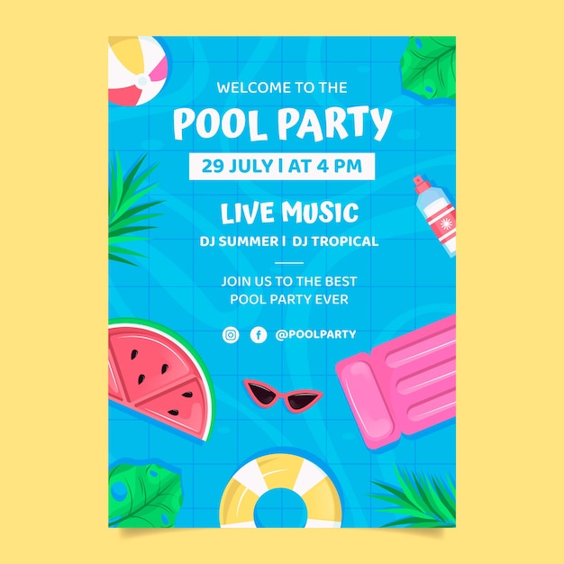 Handgetekende kleurrijke poolparty-poster