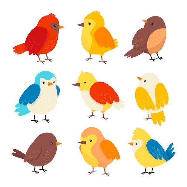 Gratis vector handgetekende kleurrijke robin-collectie