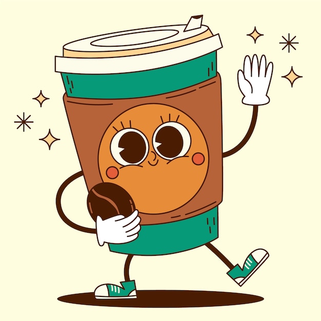 Gratis vector handgetekende koffie cartoon illustratie