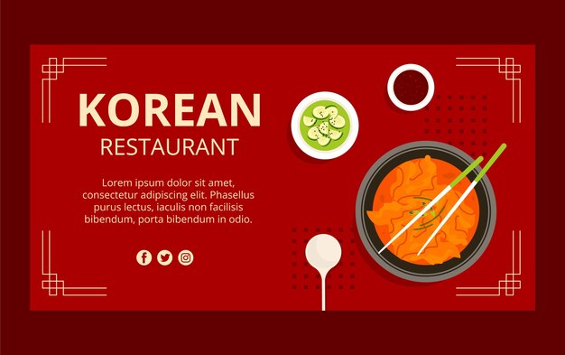 Gratis vector handgetekende koreaanse restaurant facebook-sjabloon