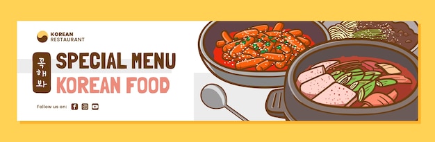 Handgetekende Koreaanse restaurant twitch banner