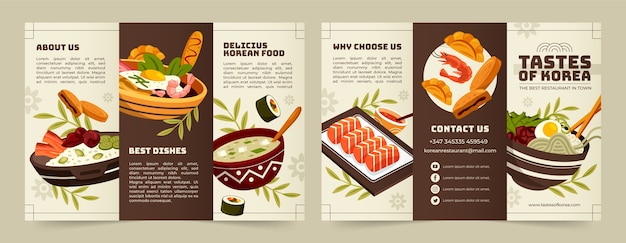 Gratis vector handgetekende koreaanse restaurantbrochure