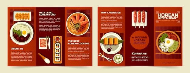 Gratis vector handgetekende koreaanse restaurantbrochure
