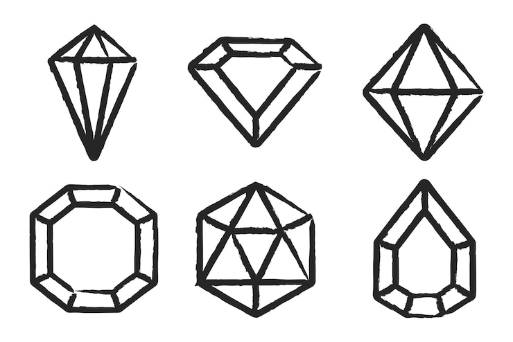 Gratis Vector handgetekende kristallen