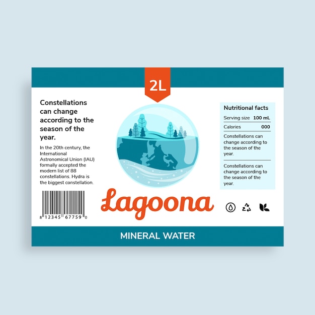 Handgetekende Lagoona water labelsjabloon