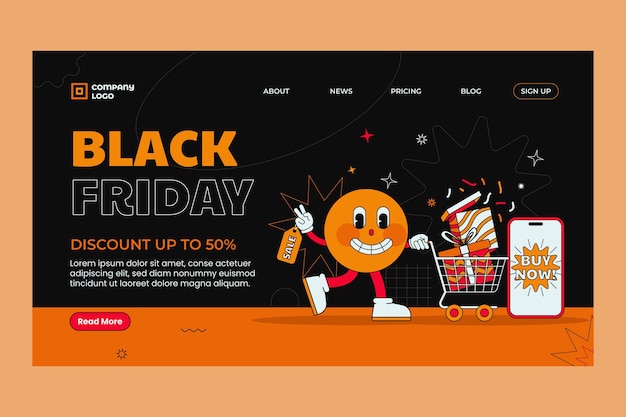 Gratis vector handgetekende landingspaginasjabloon voor black friday-verkoop