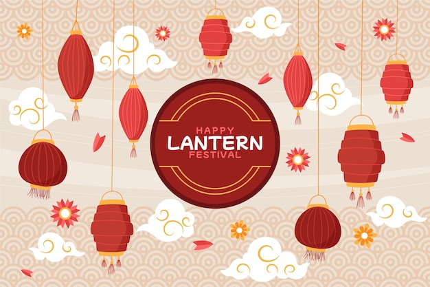 Gratis vector handgetekende lantaarnfestival achtergrond