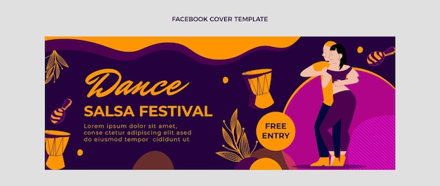 Gratis vector handgetekende latin dance party facebook cover