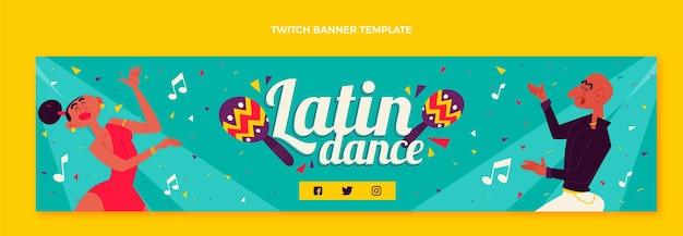 Handgetekende latin dance party twitch banner