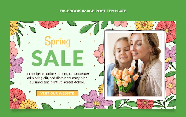 Gratis vector handgetekende lente social media postsjabloon