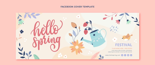 Gratis vector handgetekende lente sociale media voorbladsjabloon