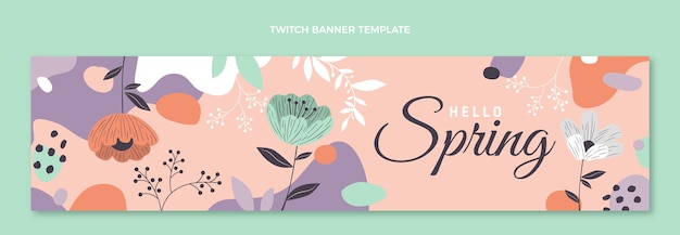 Handgetekende lente twitch banner