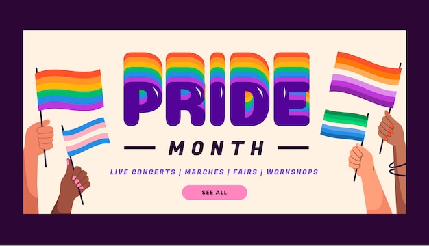 Gratis vector handgetekende lgbt-trotsbanner