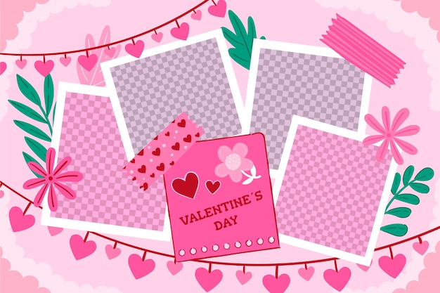 Gratis vector handgetekende liefdescollage voor valentijnsdag