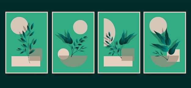 Gratis vector handgetekende lijnstijl bloem poster sjabloon set