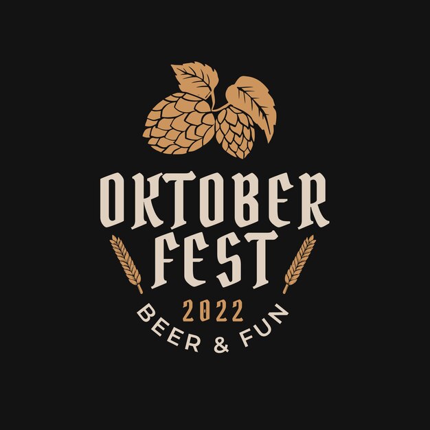 Handgetekende logo-sjabloon voor oktoberfest-festival