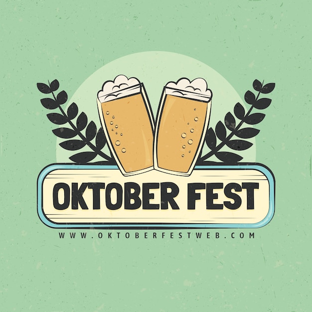 Handgetekende logo-sjabloon voor oktoberfest-viering
