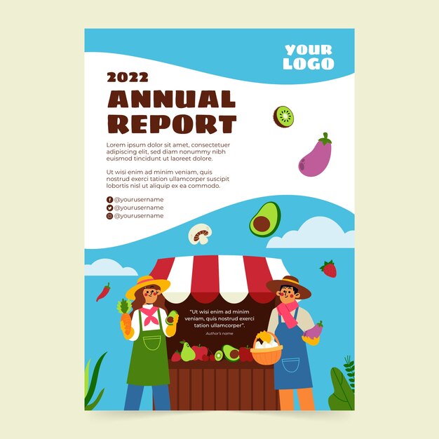 Handgetekende lokale markt zakelijke jaarverslag sjabloon