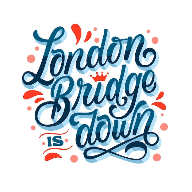 Gratis vector handgetekende london bridge is down tekstillustratie