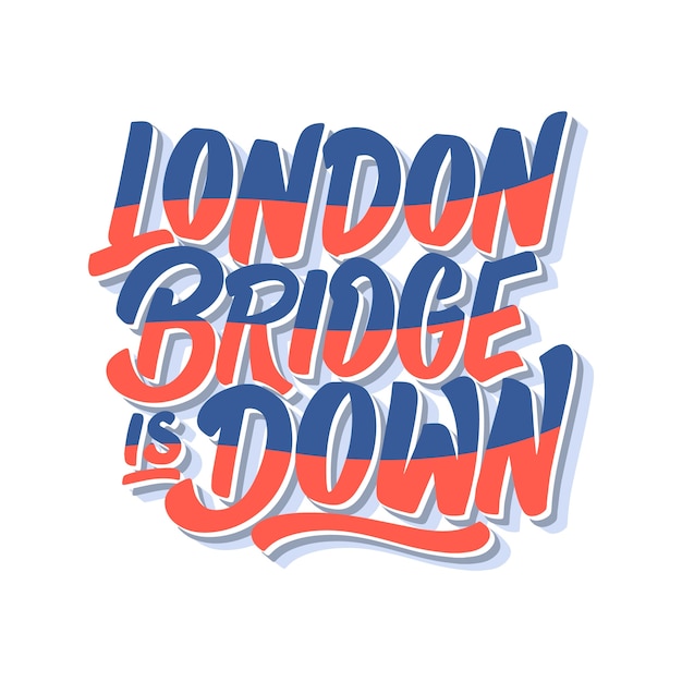 Gratis vector handgetekende london bridge is down tekstillustratie