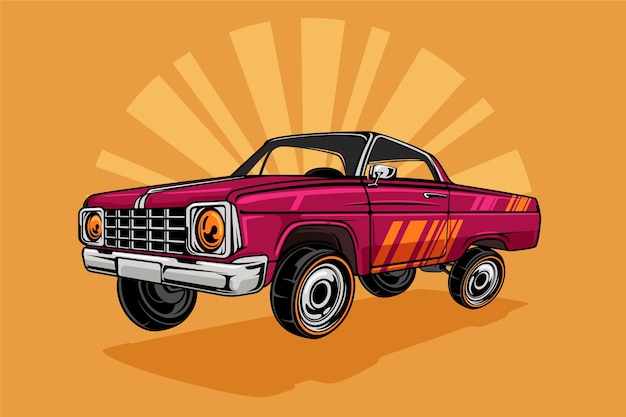 Handgetekende lowrider-illustratie