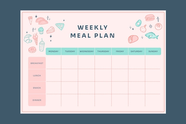 Gratis vector handgetekende maaltijdplanner met plat ontwerp