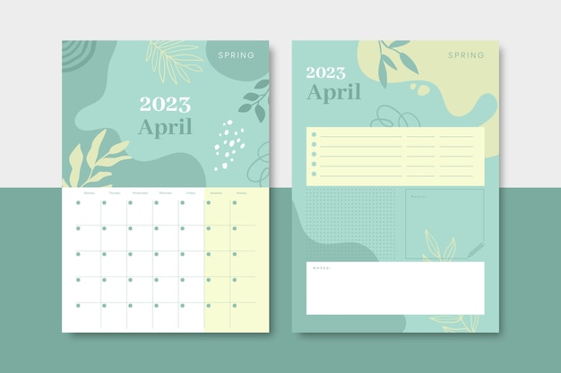 Handgetekende maandelijkse planner kalender