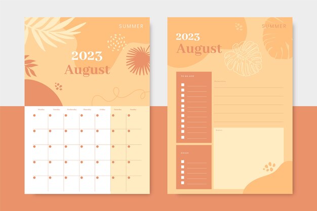 Handgetekende maandelijkse planner kalender