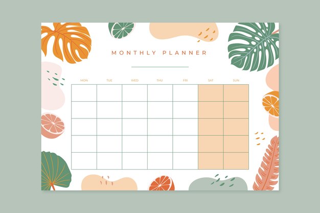 Handgetekende maandelijkse planner kalender