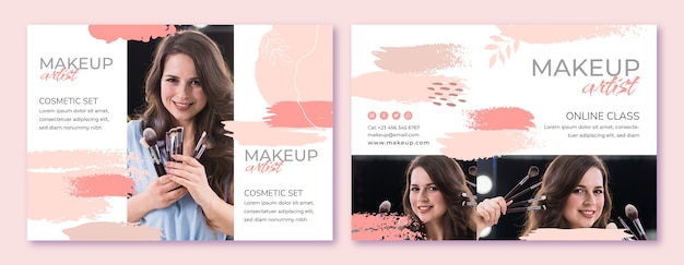 Gratis vector handgetekende make-up artiest brochure sjabloon